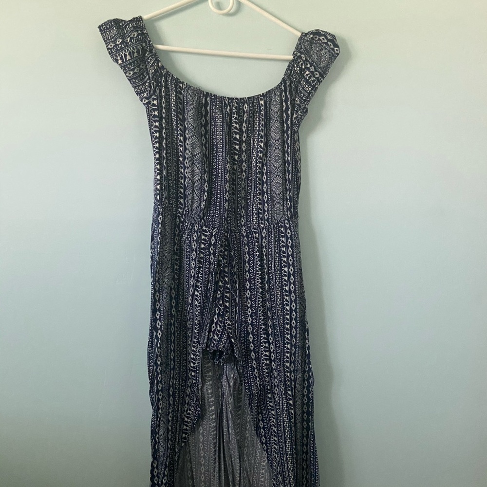 high low patterned dress